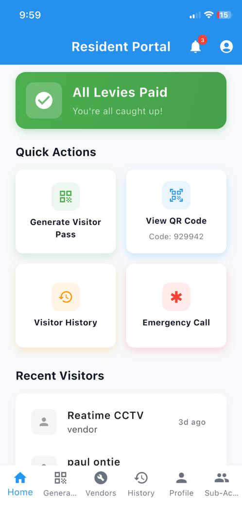 Resident dashboard